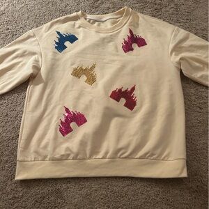 Disney Castle Sweatshirt with Sequin Castles NEVER WORN